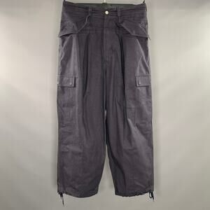 PUNISHMENT Size 36 Navy Pleated Cotton Cargo Casual Pants